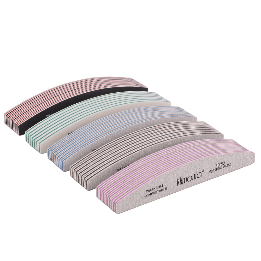 Lima de uñas , 80/100/150/180/240, lima de uñas de Gel de media luna, mezcla de colores, herramienta de belleza lavable para manicura y pedicura, 3 unids/lote: Mix grit