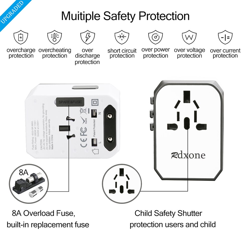 Travel adapter Rdxone Universele Power Adapter Oplader wereldwijd adapter muur Elektrische Stekkers Sockets Converter voor mobiele telefoons