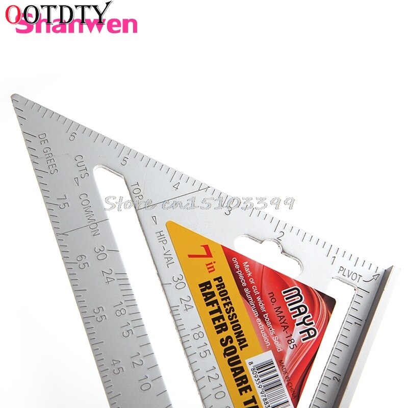 7" Square Carpenter's Measuring Ruler Layout Tool Triangle Angle Protractor