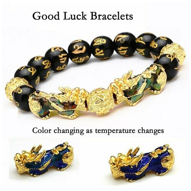 Zand Goud Dappere Armband Pi Xiu Feng Shui Zwart Obsidiaan Polsband Rijkdom Trekken Vrouwen Goede Kralen Stone Armbanden Voor Mannen s9Y9