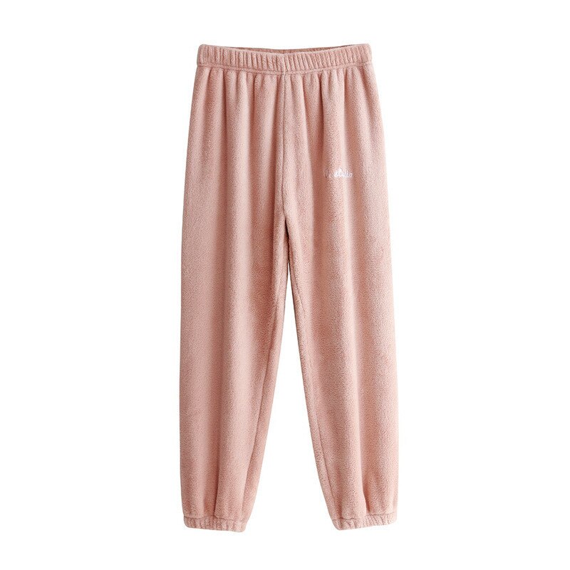Aecu naisten flanelli pyjama bloomers housut talvi joustavat löysät housut vyötärö kiinteät pyjamat alaosa kodin uni alusvaatteet