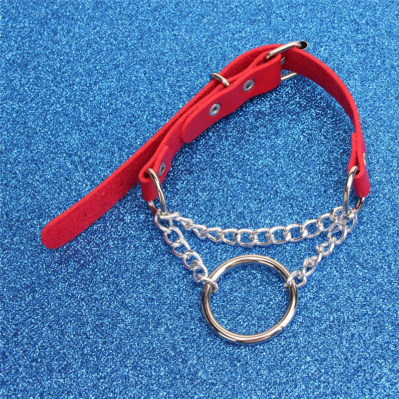 Punk Cross Collar Choker Bell Round Necklace Heart Black PU Leather Punk Goth 100% Handmade Neck Jewelry