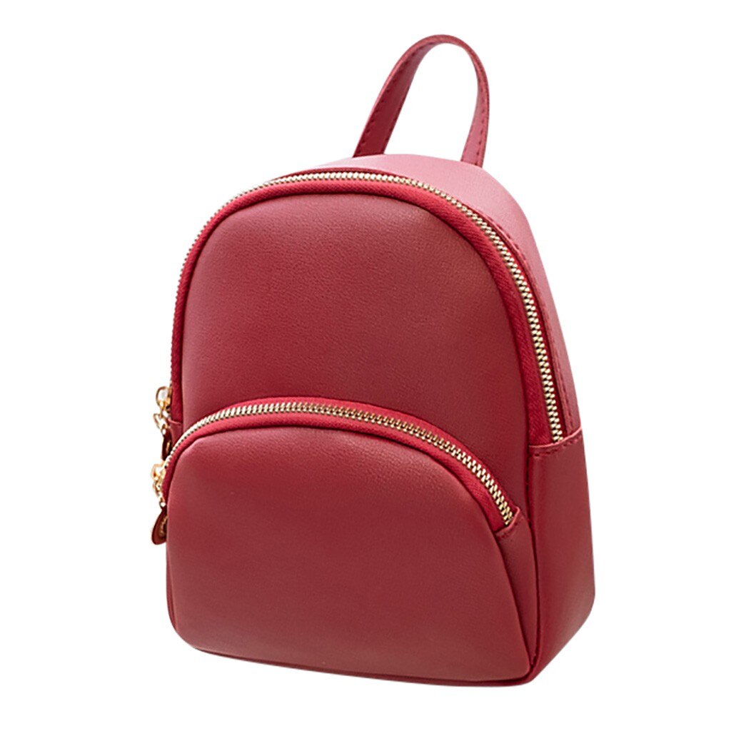 Backpack Women Leather Shoulder Bag For Teenage Girls Multi-Function Small Bagpack Female Ladies School Backpack Femininas#25: Red 