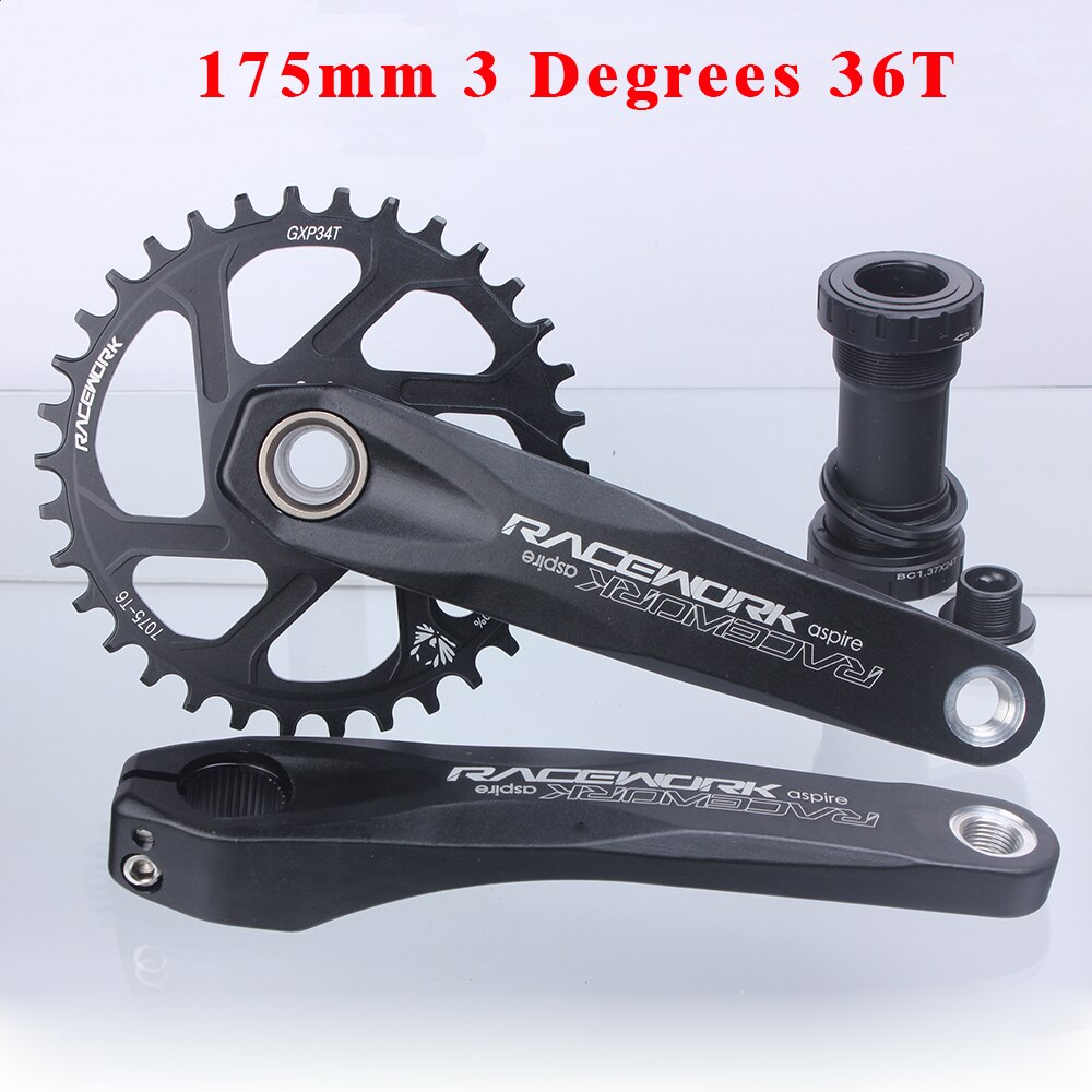 RACEWORK Crankset 170/175mm Mountain Bike Chainring 32/34/36/38T Narrow Wide MTB Bicycle Crank Set For SRAM GXP SHIMANO: 175mm 3 Degrees 36T