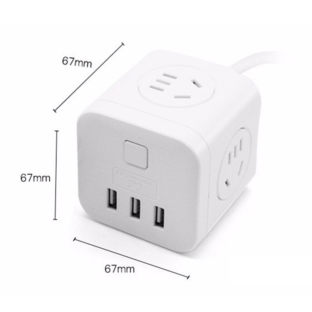 Power Socket with USB Port Socket Charger Adapter Multi-function Vertical Row Plug Wiring Board with 1.6M Cable Power Cube
