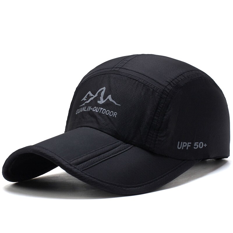 [AETRENDS] Ultradunne Sneldrogend Vouwen Baseball Cap Mannen Vrouwen Zomer Hoed Reizen Zonnescherm Hoeden Z-5119: Black