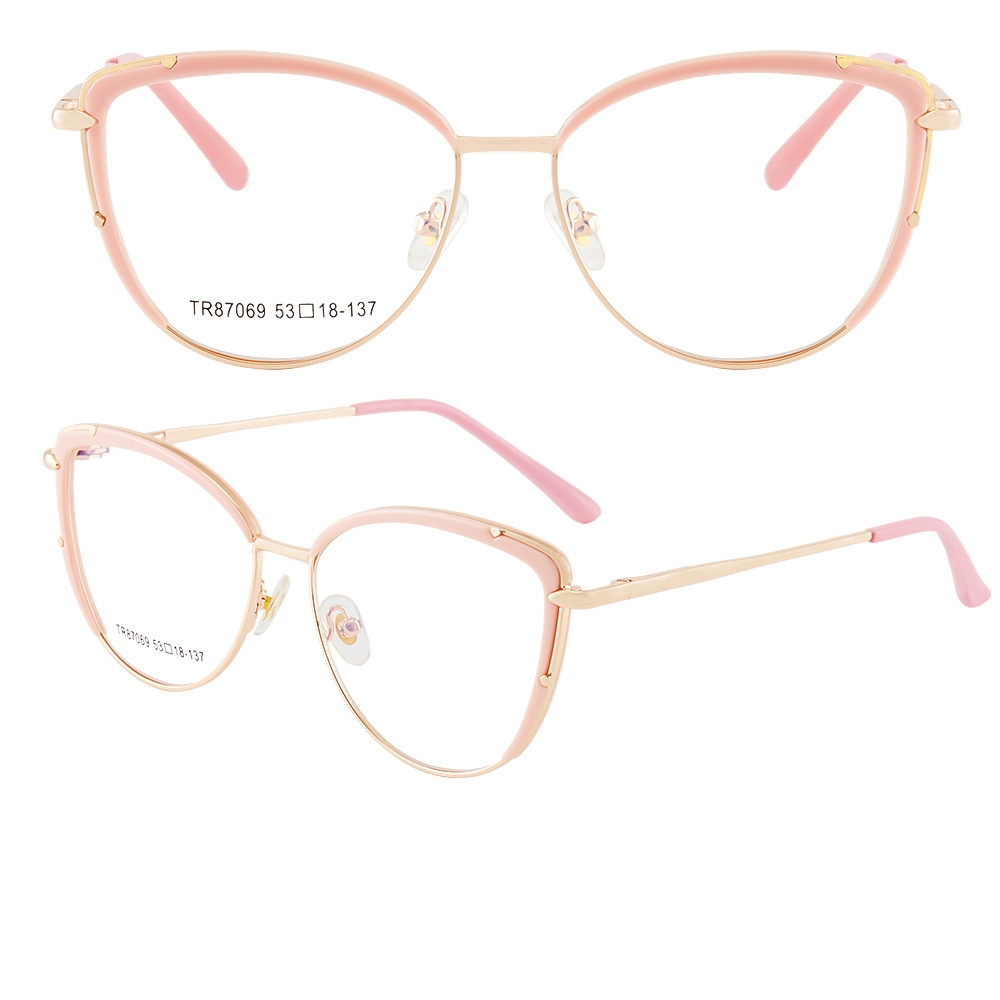 YIMARUILI Retro ojo de gato bloqueo de luz azul gafas graduadas ópticas montura mujer gafas de aleación de 87069: Gris