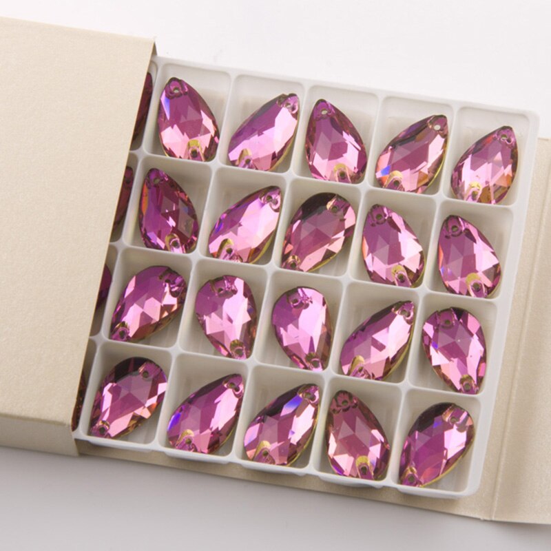 Yanruo 3230 Teardrop Rose Naai Kristallen Glas Strass Piedras Para Coser Naaien Suppies Kleding