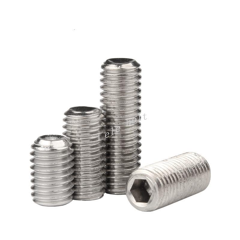 2/5/10/20PCS Hexagon Hex Socket Set Screw Flat Point Allen Head Grub Screw M8 M10 Stainless Steel Headless Set Screw