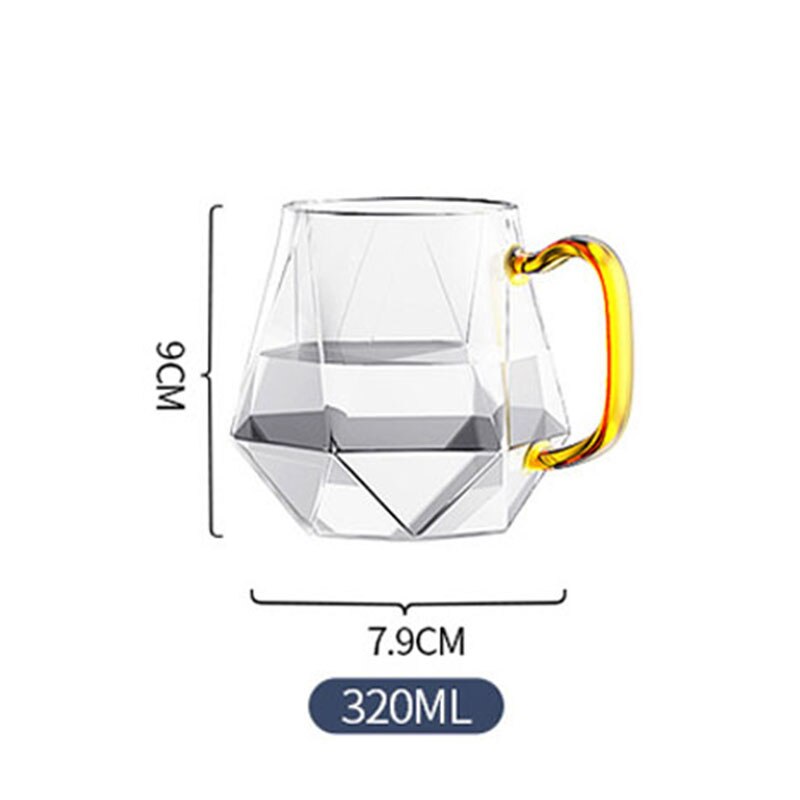 Conjunto de bule de vidro com textura de diamante, chaleira transparente de água fria quente e resistente ao calor para casa, de grande capacidade e entrada: Cup
