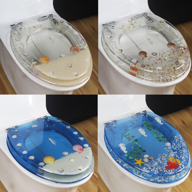 Unieke Hars Mooie Sea World Toilet Seat Cover Set V Vormige Wc Cover Met Deksel Veel Kleur Voor Keuze