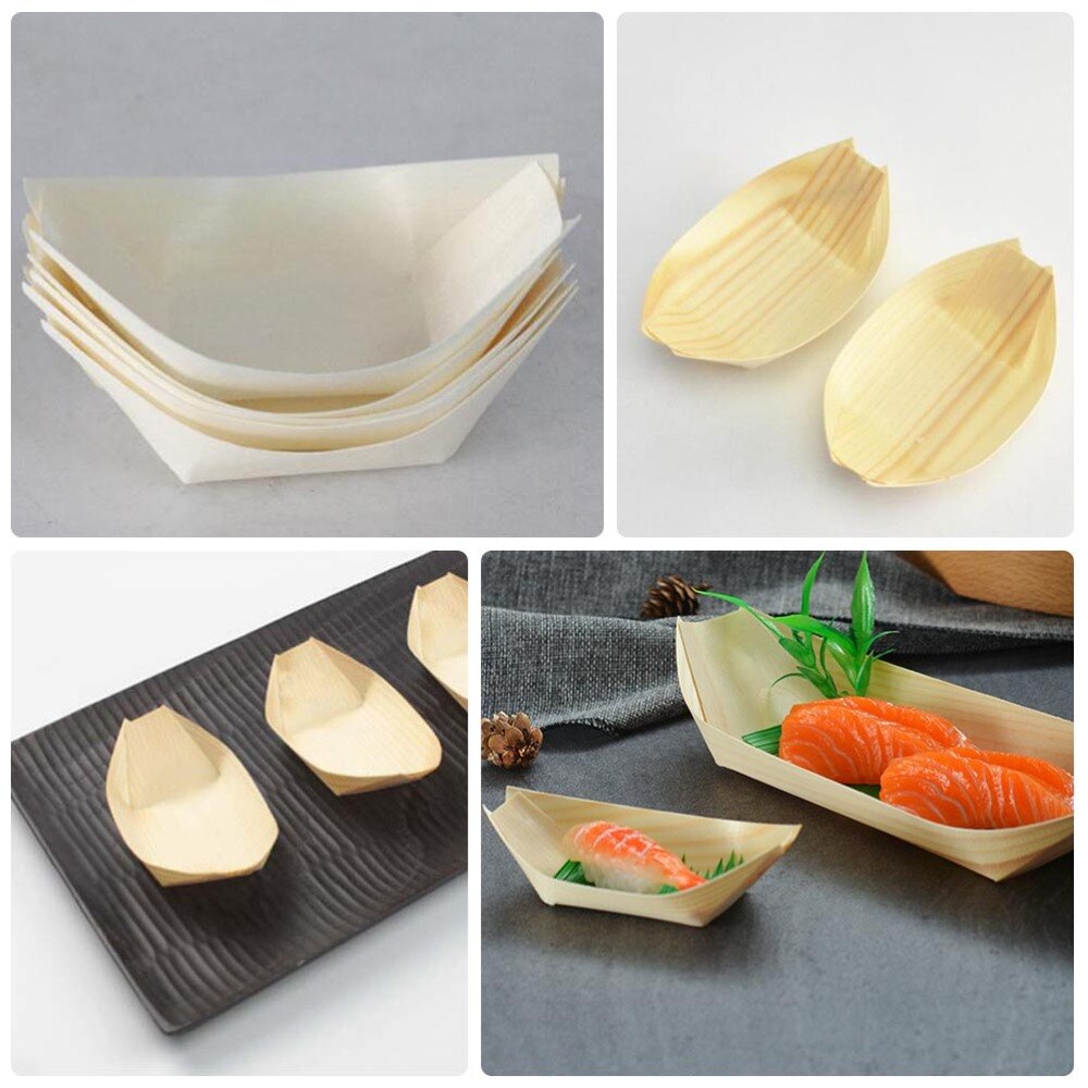 Disposable Sushi Plate Boat Shaped Dish Japanese Style Snack Tray Serving Dish