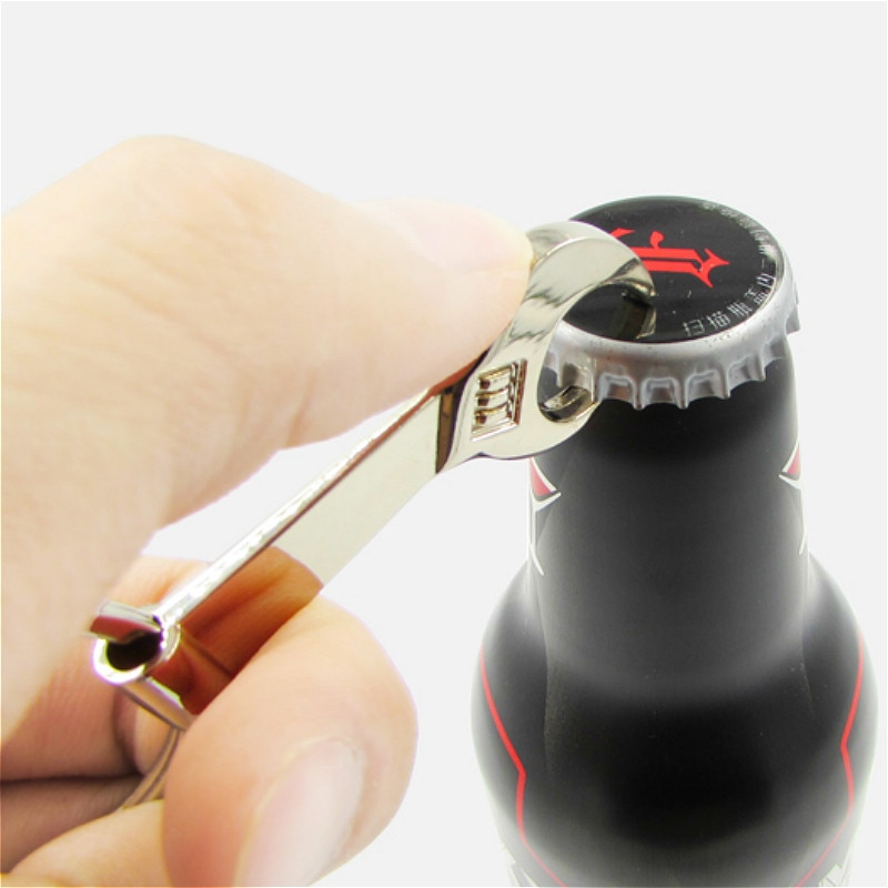 Kirsite Wrench Key Vorm Zilveren Sleutelhanger Ketting Sleutelhanger Keyfob Fles Blikopener