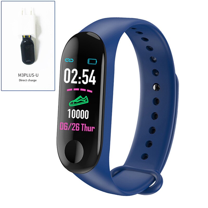Smart Band Watch Bracelet Wristband Fitness Tracker Blood Pressure Heart Rate: USB Charge Blue