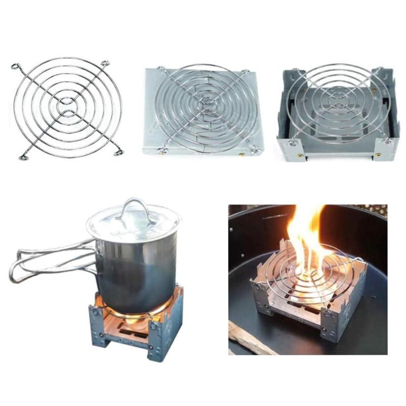 Portable Camping Wood Stove Outdoor Camping Foldable Wax Furnace with Stainless Steel Disc Wire Bracket