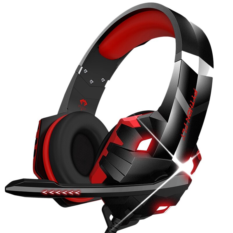 PYTHON FLY G9000 Max Stereo Gaming Headset 7.1 Bass Surround Sound With Noise Cancellation Microphone: Red