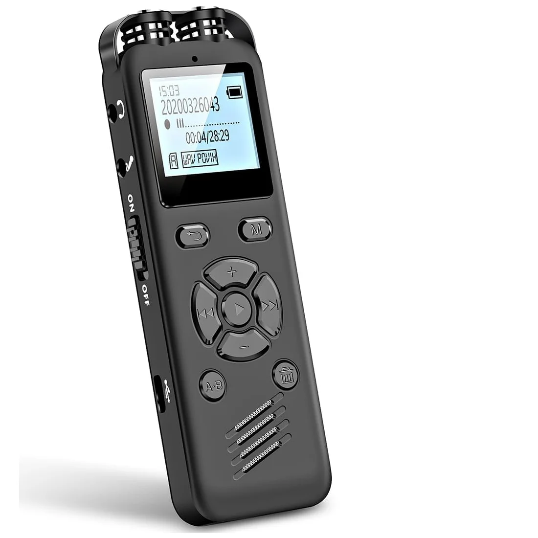 Digitaler Diktiergerät, 64 GB, Diktiergerät mit Wiedergabe und sprachaktivierten Rekordern, Diktiergerät, Audio-
