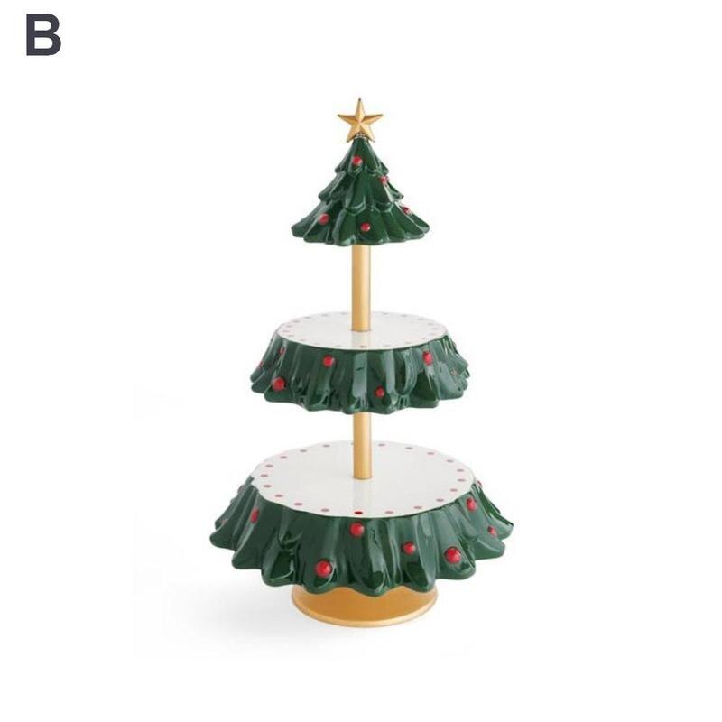 Christmas Snack Holder Stand Xmas Tree Dessert Display Accessories Plate Candy Tray Dish Tableware Kitchen Cake Fruit Rack G3c5: B