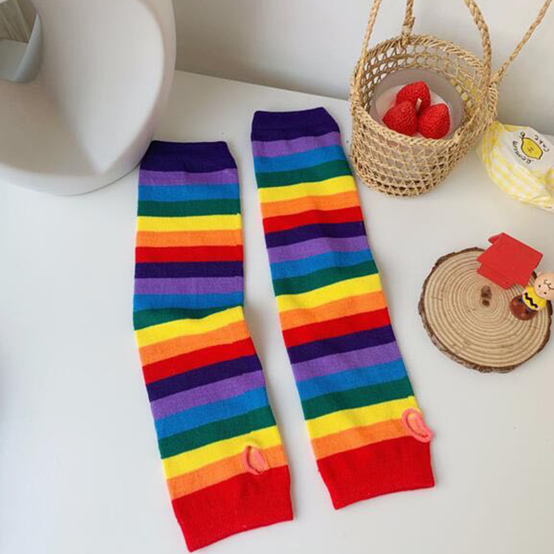 Colorful Candy Color Cute Arm Sleeves Striped Arm Sleeves Rainbow Sun Protection Sleeve