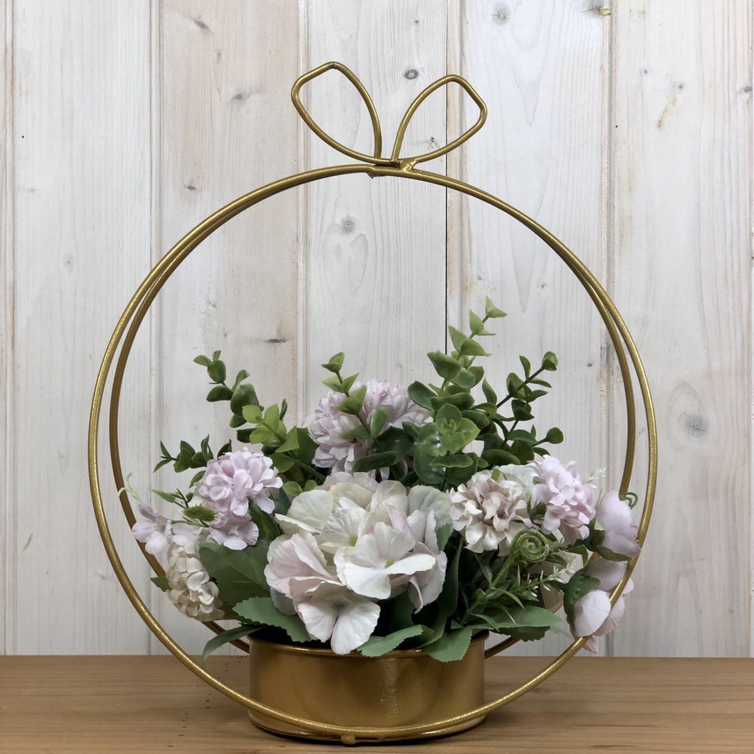 Cilected nordisch Künstliche Blume Hortensien Für Hochzeit Dekoration Schmiedeeisen Blume Rahmen Arrangieren Metall Band Kranz Dekor