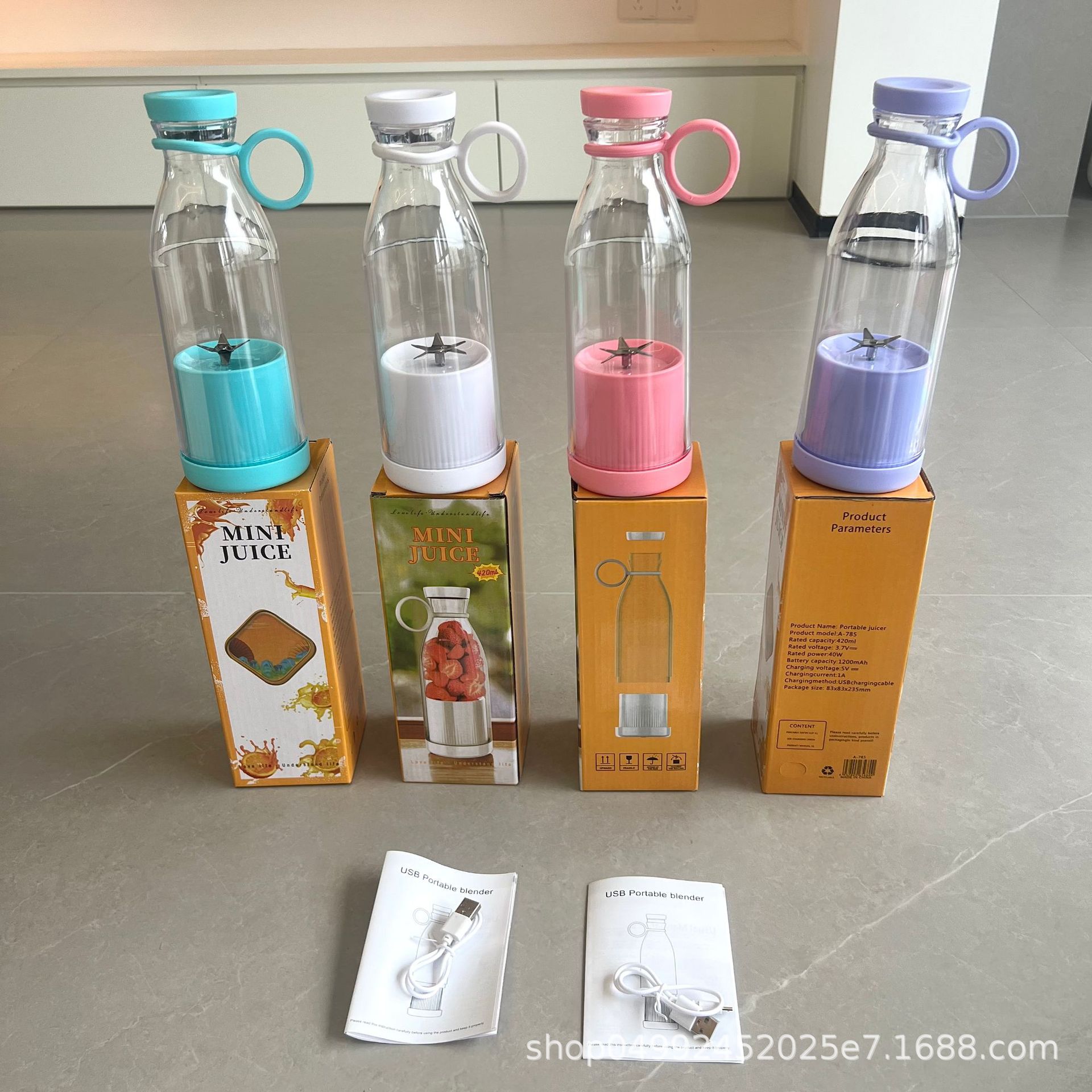 mini vinflaskejuicer 420ml bærbar omrører usb-lader juicer kopp husholdning multifunksjonell elektrisk juicer husholdningsartikkel