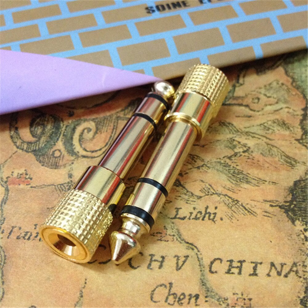 2PCS direct gold-plated microphone headset 3.5mm female hole to turn 6.35 6.5mm male plug small minijack plug Wire Connector