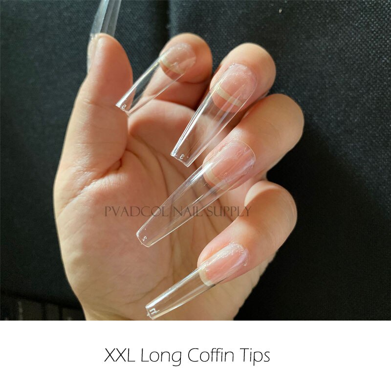 Gel X Nails Long Coffin Stiletto Full Cover Sculpted Extension System False Nail Tips 240pcs/bag: xxl coffin