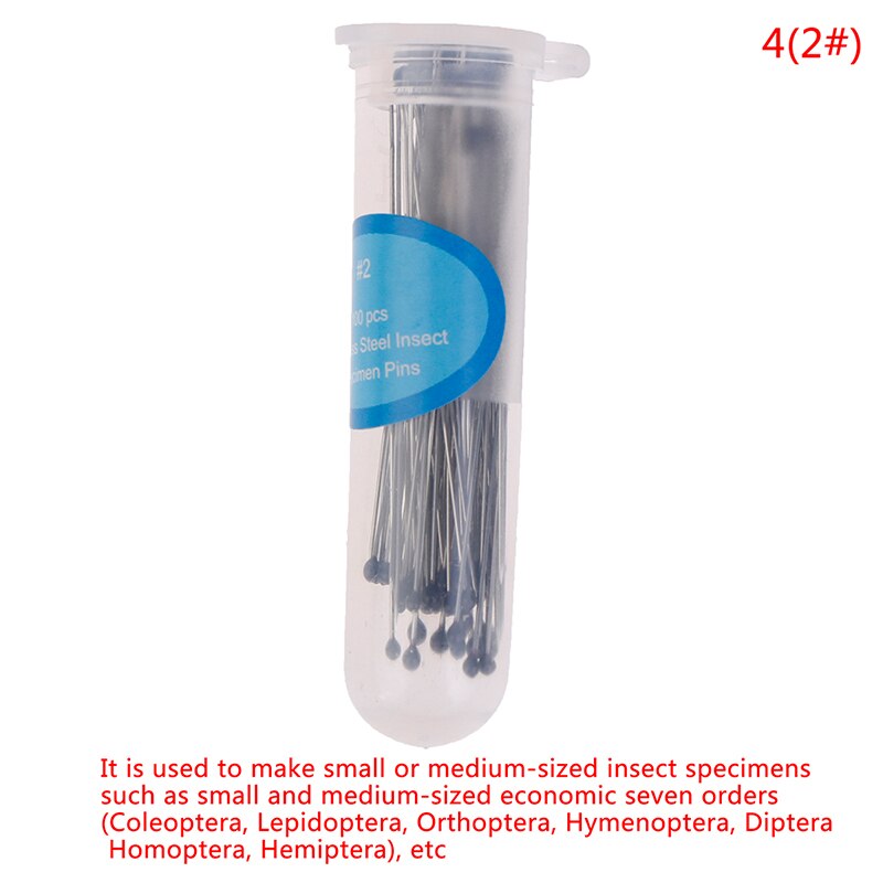 Aguja de espécimen de acero inoxidable con tubo para laboratorio escolar, broche de insecto para entomotología, 100 Uds.: 4