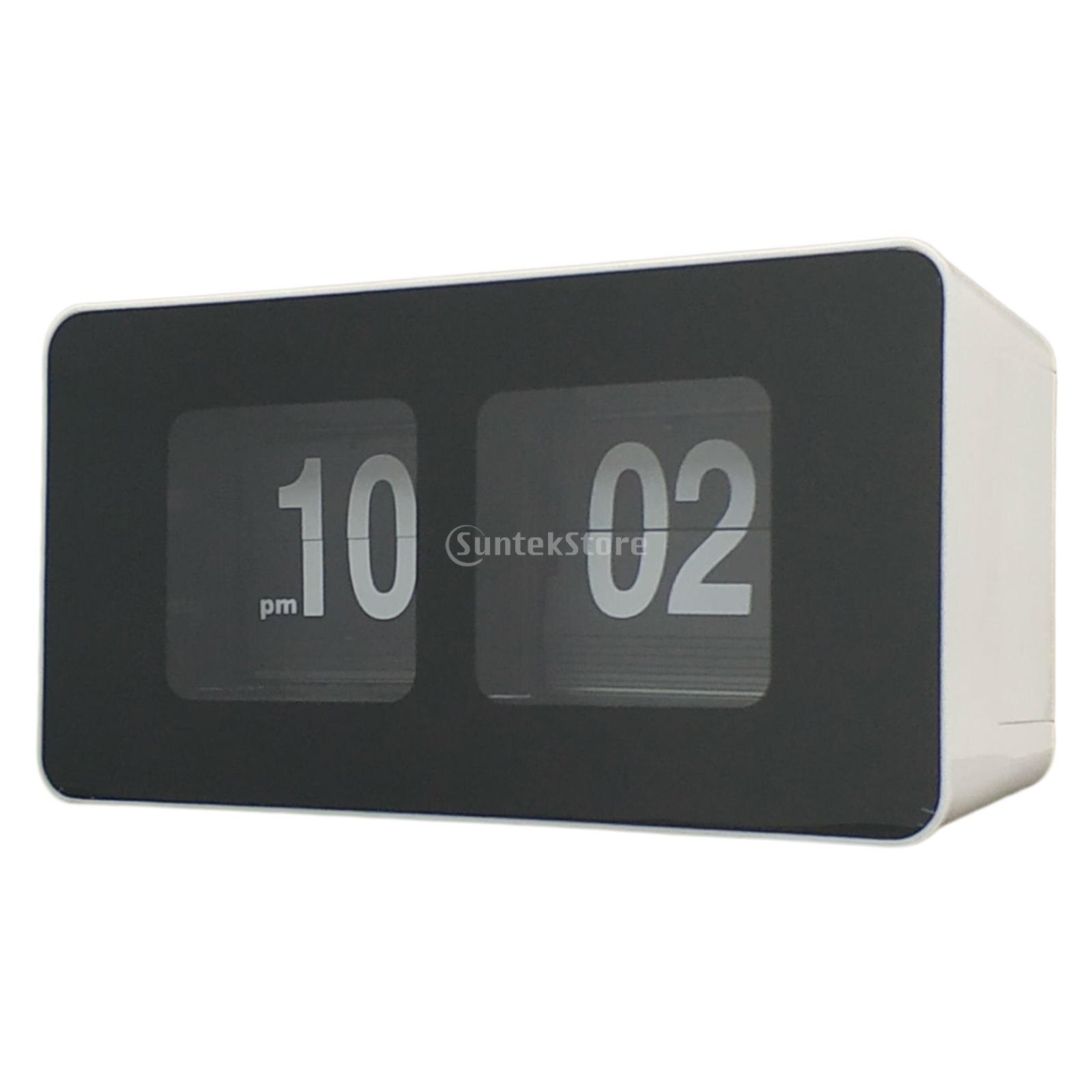 Retro Auto Flip Clock Digital Wall Cloks Digital Desk Clock Battery Operated Large Display for Home Bedroom Table Desk Decor: black