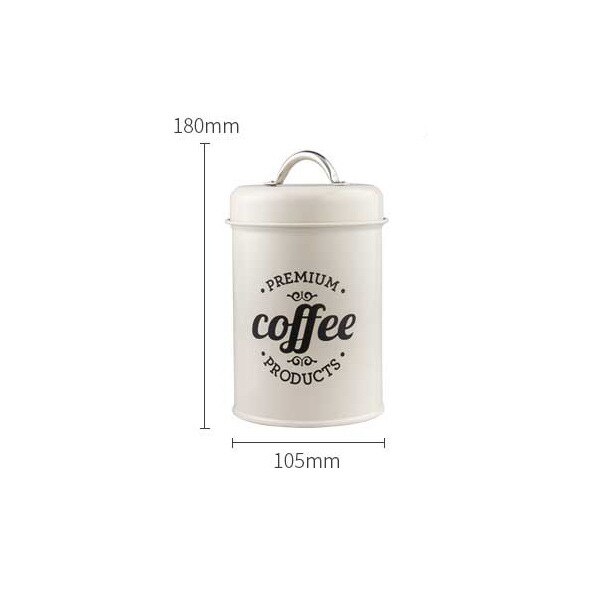 Europese stijl verzegelde blikken thee containers wind snoepdoos masker poeder blikken vochtbestendig met afdichtingsring sotck koffieboon suiker: Geëmailleerde witte koffie