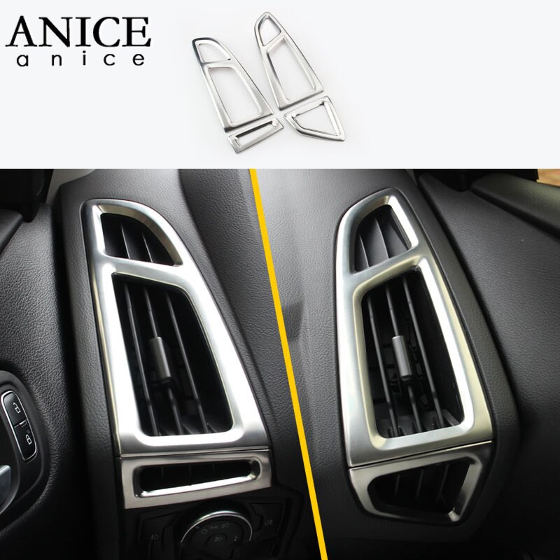 For Ford Focus MK3 stainless steel Interior dashboard air conditioner vent Trim 4PCS LHD LEFT HAND SIDE