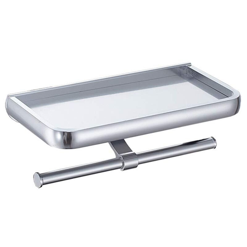 Ruimte Aluminium Papier Handdoekenrek Hotel Badkamer Dubbele Papierrol Rack Toiletrolhouder Eenvoudige Mobiele Telefoon Rolhouder, silve