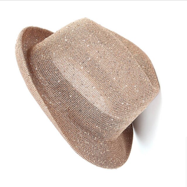 Lato siatkowany, z cekinami brokat jazzowy kapelusz dzianiny lekki oddychający kapelusz na plażę fedora moda taniec uliczny kapelusz: khaki