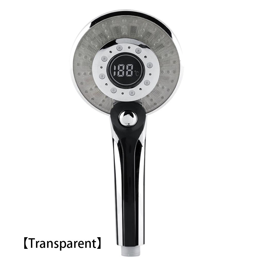 Recableght LED Digital Shower Head Handheld Spa Shower Head Temperature Control Bathroom High Pressure Water Saving Shower Head: Clear