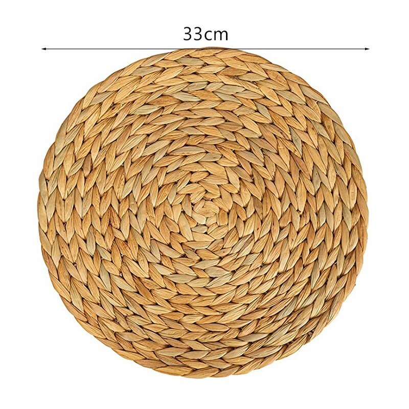 1 PC okrągłe podkładki tkane maty stołbyć winnym robić jadalni hiacynt wodny odporny na ciepło antypoślizgowy tkany ręcznie podkładka: 33cm