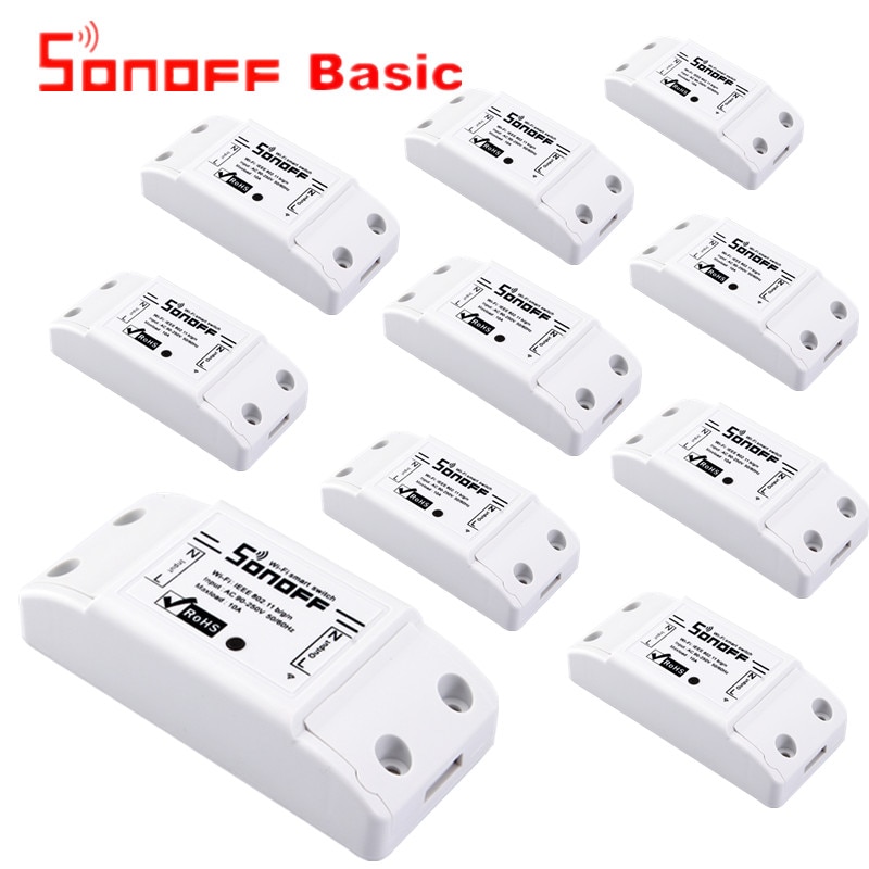 12 stk sonoff basic wifi switch universal til smart home wifi switch automationsmodul timer diy fjernbetjening til iphone ios