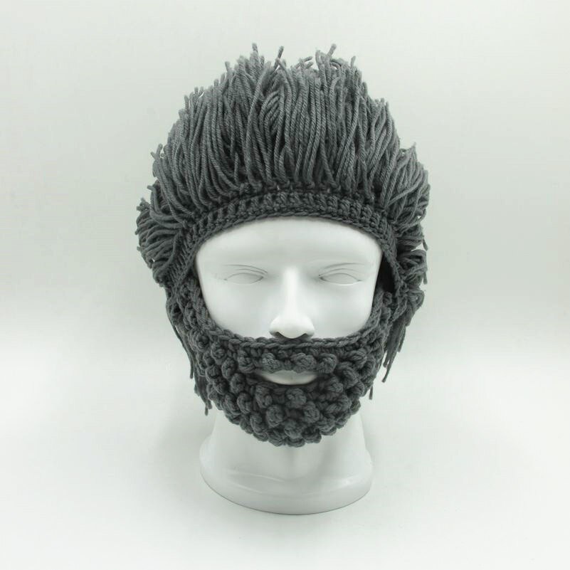 Erwachsene Häkeln Perücke Mütze mit Bart Wilden Mann Kreative Gestrickte Haar Hütte für Cosplay Partei Rasta Hütte