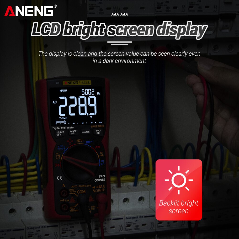 9999 Counts True RMS Automatic Range Voltage Meter ANENG SZ18 Digital Multimeter Tester Meter Capacitance Meter