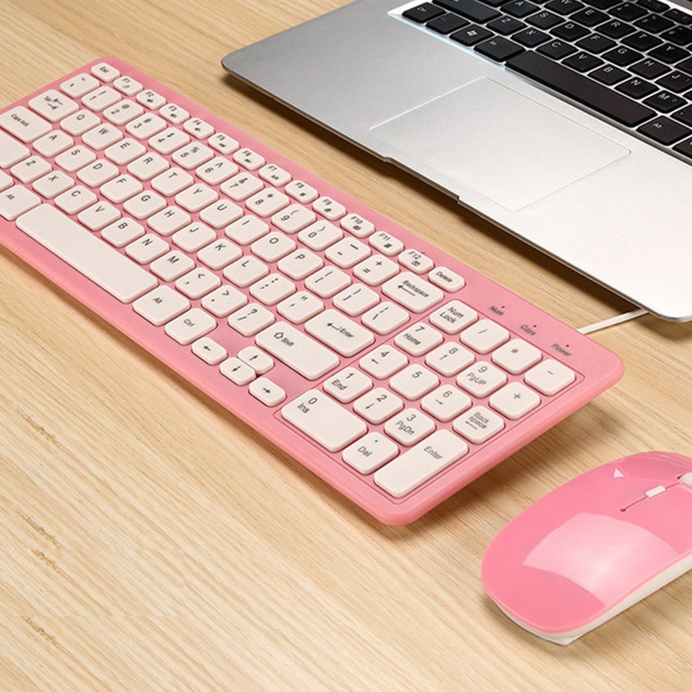 Enkelt ultratynn svart mini trådløst tastatur og mus kombinasjonssett til pc skrivebord loptop klassisk kontor sett