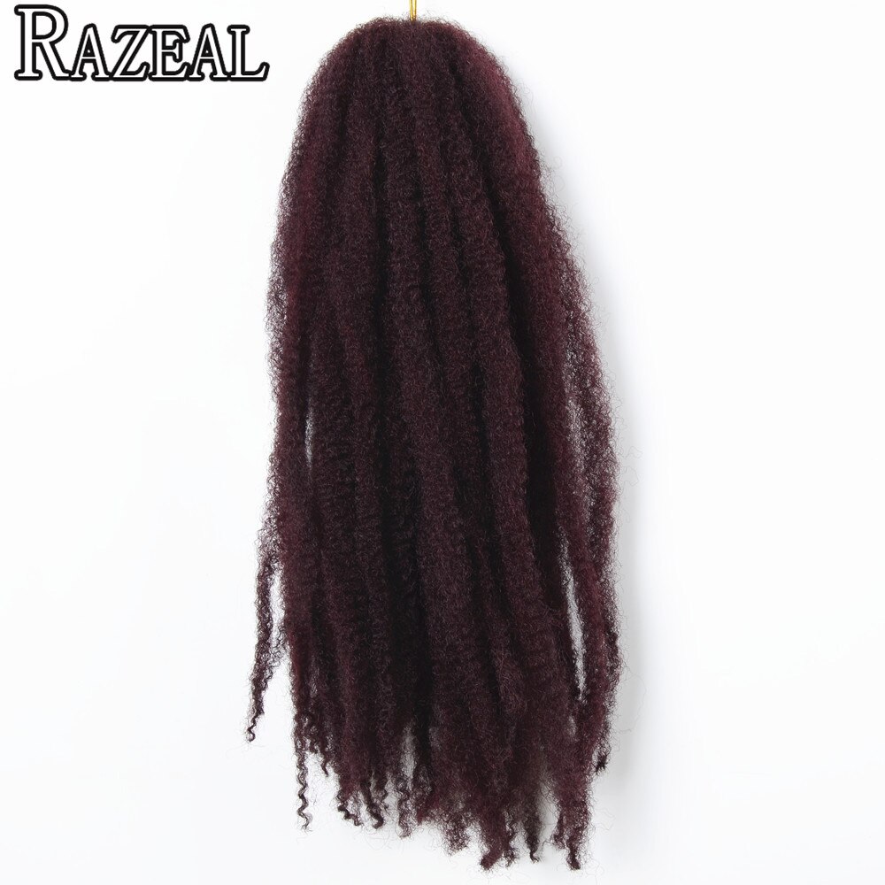 Razeal 5 pakker 18 " afro kinky marley fletninger hår hæklede fletninger syntetisk fletning hår extensions høj temperatur fiber: #99j