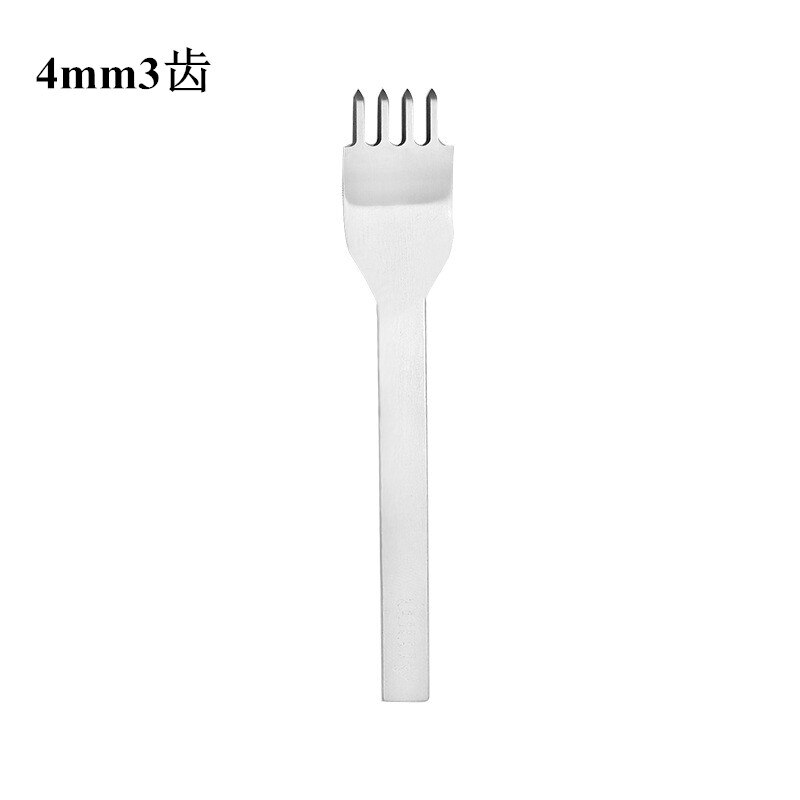Læder hul i fransk stil håndlavet taske sko syning stanseværktøj 3/4/5/6mm skarpe fladskårne stålmejsler: 4mm-4 hul