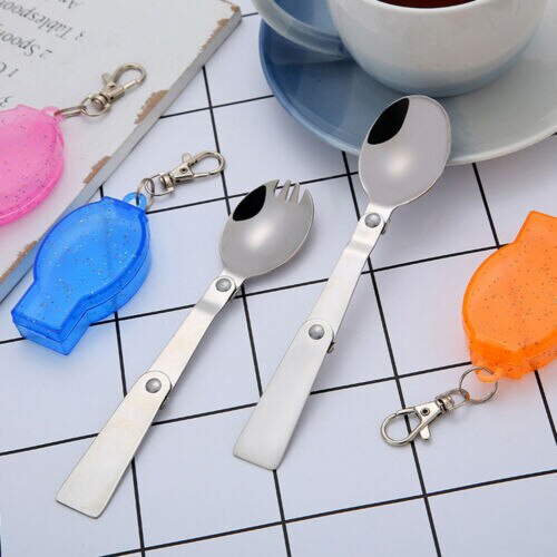 Kampeer opvouwbare lepel vork buiten servies keuken roestvrij staal zak schep drinkbaar onderbroek schattig roze eetgerei