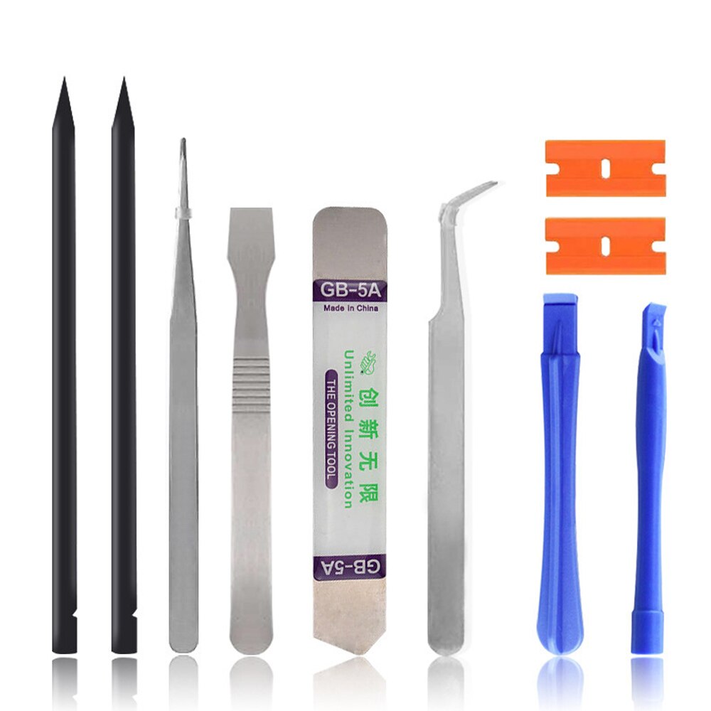 Universal Cell Phone Repair Tools Opening Tools Tweezers For iPhone iPad Tablet Metal Steel Pry Phone Hand Tool Set: 10 IN 1 Tools