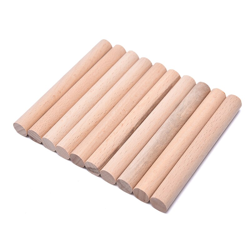 Barras de madera de haya Natural de 8mm/10mm/12mm de diámetro, espiga de madera Premium duradera para manualidades de construcción, modelo de carpintería, 10 uds.: 10CMX12MM