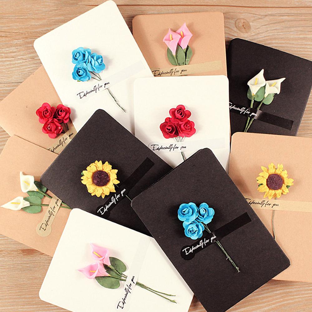 Dry Flower Handmade Cards Handwritten Blessing Greeting Card Birthday Wedding Invitation Cards Thanks Cards Party Supplies