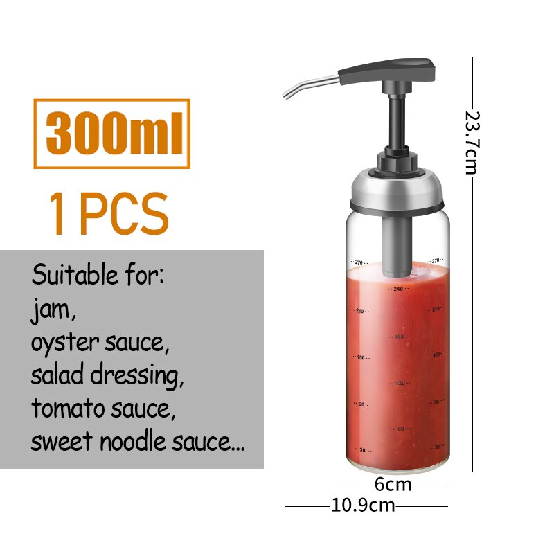 Oil Bottle Squeeze Sauce Bottle Kitchen Seasoning Dispenser Lead-free Glass Sealed Storage Bottles For Oyster Sauce Ketchup: 300ML 1 pcs
