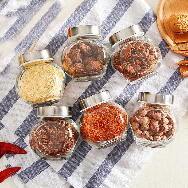 Frasco hermético de vidrio, tarro de almacenamiento de alimentos, botella de preservación de dulces de frijol de té de especias, tarro de especias, botella de pimienta, herramienta de almacenamiento