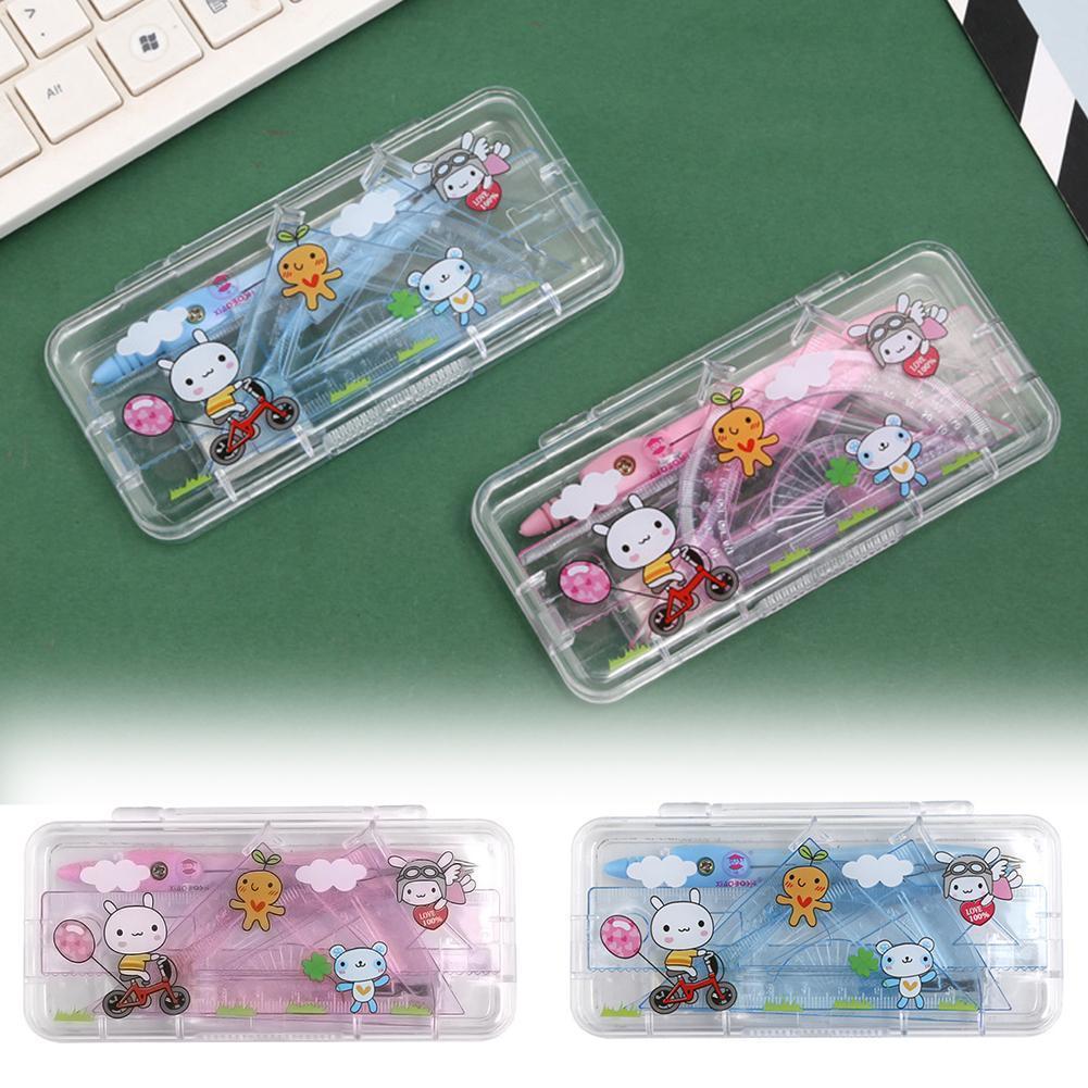 7Pcs Geometric Ruler Compass Set Math Geometry Rulers Durable Math Drawing Precision Stationery Tool For School Set Student V6X9