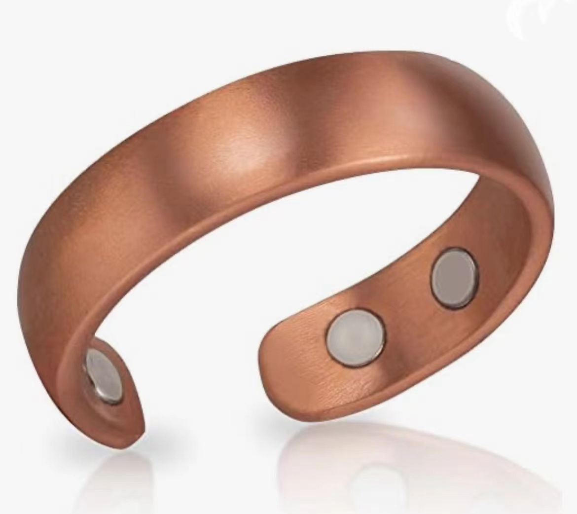 Anello in rame puro Anelli magnetici in rame puro al 99,99% 4 pezzi Magneti Anello classico regolabile Anillo magnetico terapeutico: giallo