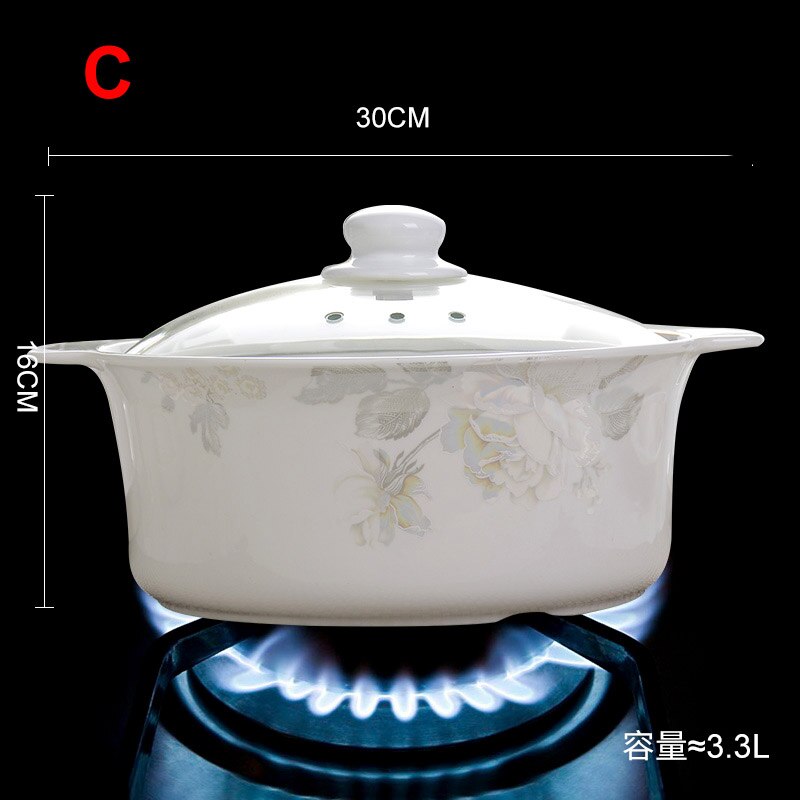 Just one pot Casserole heat-resistant health stew pot ceramics Soup pot stew pot open flame household gas porcelain pot: C
